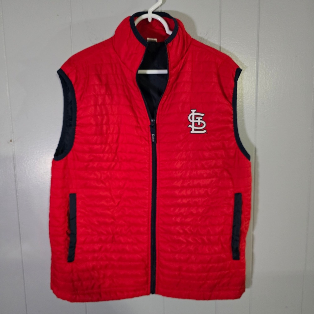 St. Louis Cardinals Mens XL Red‎ Navy Quilted Puffer Vest Bayer Logo SGA MLB